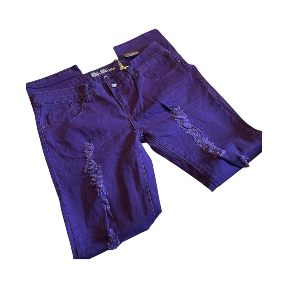 NWT Purple Vintage Y2K Old Skool Juniors Distressed Jeans Sz 15
